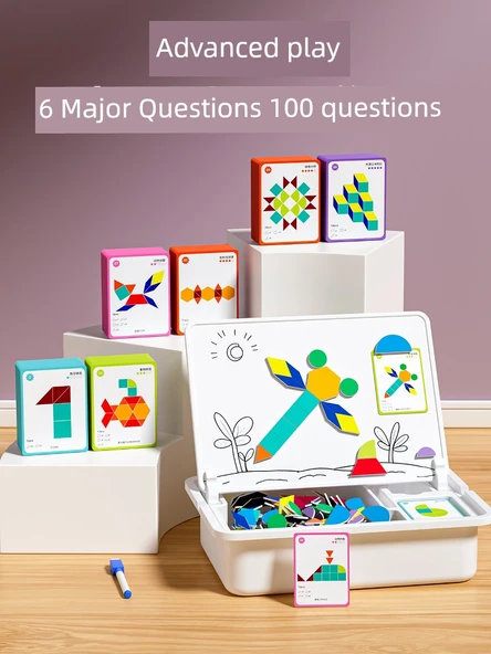 Manyetik Tangram Puzzle Seti - Değişken Tangram + Tetris [Ihlamur Premium] - 4