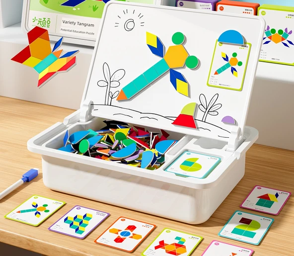Manyetik Tangram Puzzle Seti - Değişken Tangram + Tetris [Ihlamur Premium] - 8