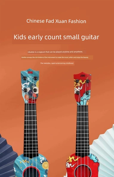 Çocuk Ukulele - 45cm Kırmızı Yüz Tasarımı - Standart - 8