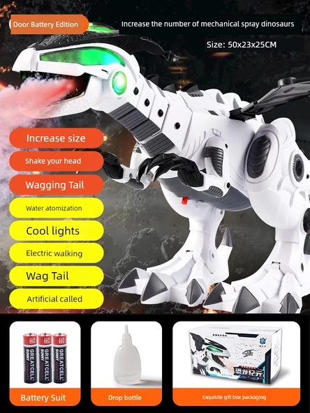 Elektrikli Sprey Mekanik Dinozor Oyuncak - Pilli Model