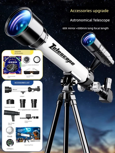 Çocuklar için Eğitici Yapı Blokları - 60X Büyütme, 500mm Odak Uzaklığı, Astrolab Algılama, Yüksek Çözünürlüklü Ay Gözlemi