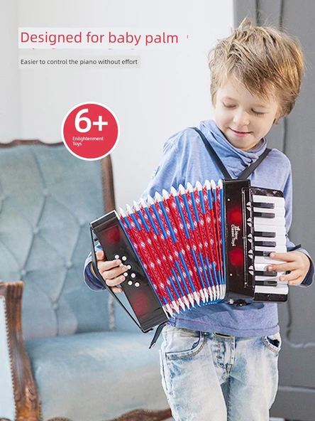 Çocuk Akordeon Oyuncak - Krem Beyaz - 7 Tuş 2 Bas (3+ Yaş) - 3