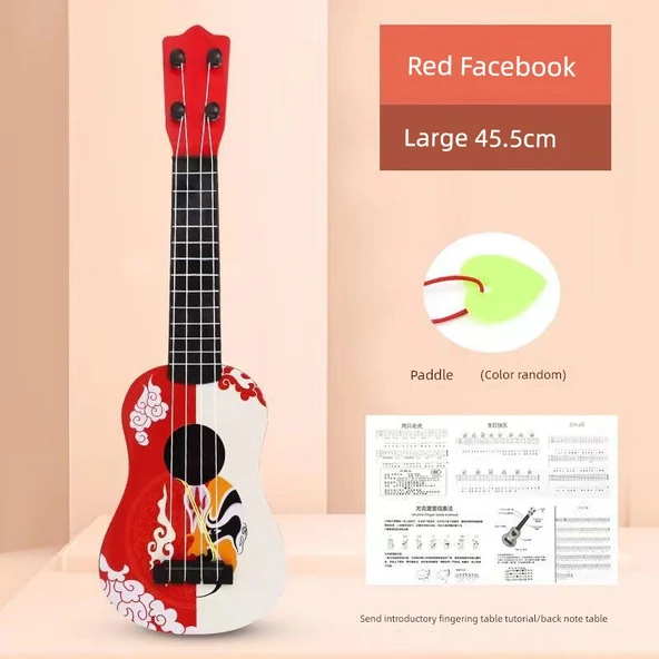 Çocuk Ukulele - 45cm Kırmızı Yüz Tasarımı - Standart