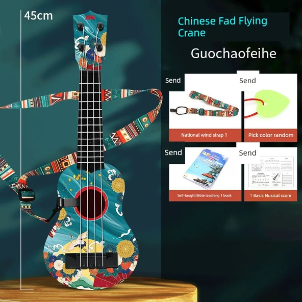 Çocuk Ukulele - 45cm Uçan Turna Tasarımı - Yüksek Kalite