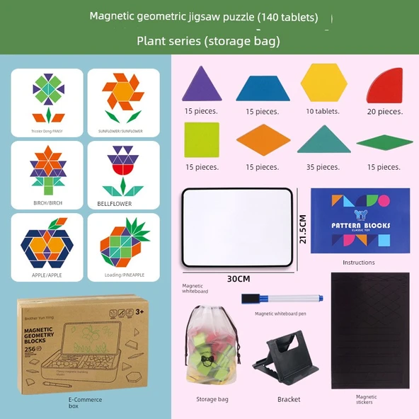 Manyetik Geometrik Yapı Blokları - Bitki Serisi (140 Parça)