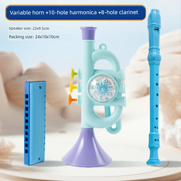 Disney Frozen Müzikli Tuşlu Hoparlör + 10 Delikli Mızıka + 8 Delikli Klarnet