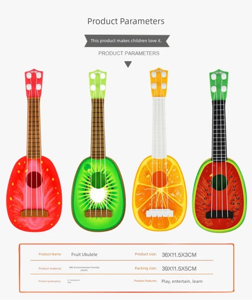Çocuk Meyve Ukulele Gitar - Büyük Çilek - 7