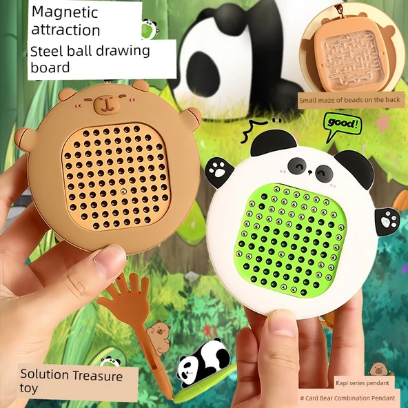 Manyetik Çelik Bilye Çizim Tahtası - Panda Anahtarlık - 2