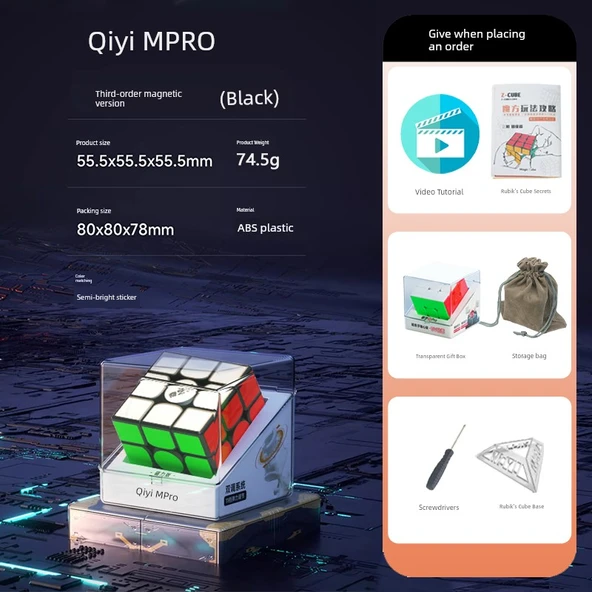 Qiyi Mpro Üçüncü Derece Manyetik Siyah Versiyon Rubik Küp