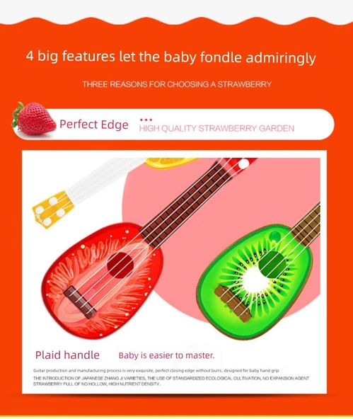 Çocuk Meyve Ukulele Gitar - Büyük Kivi - 8