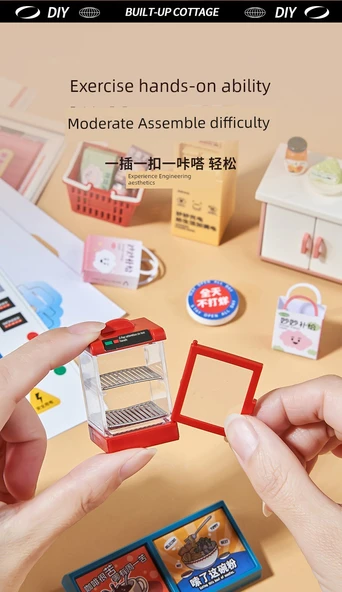 DIY Minyatür Dünya Yapı Taşları Oyuncak Model Ev - Sıcak Aile Yatak Odası - Resim 9