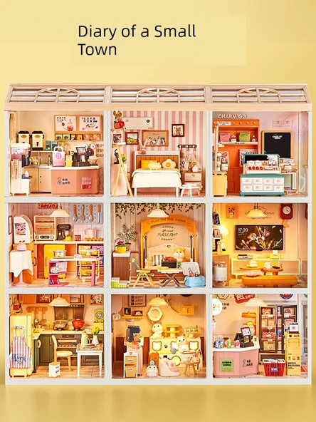 DIY Minyatür Dünya Yapı Taşları Oyuncak Model Ev - Sıcak Aile Yatak Odası - Resim 2