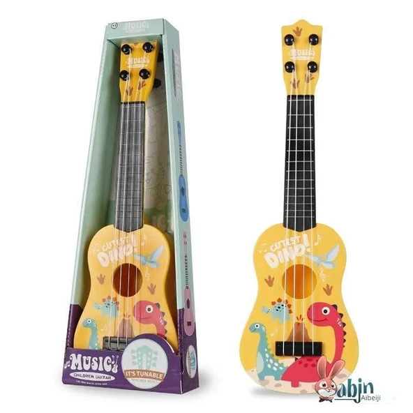 Çocuk Karikatür Ukulele - Sarı Uzun Boyunlu Ejderha