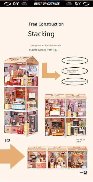 DIY Minyatür Dünya Yapı Taşları Oyuncak Model Ev - Sıcak Aile Yatak Odası - Resim 10