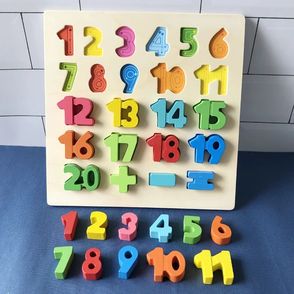 Ahşap Harf Sayı Puzzle - 3D Bloklar - Küçük Harfler - 4
