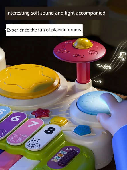 Elektronik Klavye ve Davul Seti - Göl Mavisi - Şarjlı - Hediye Kutulu - Resim 6