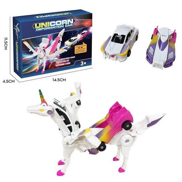 Pegasus Oyuncak Araba - Çarpışan Tek Boynuzlu At - Renkli Pembe (Kutu)