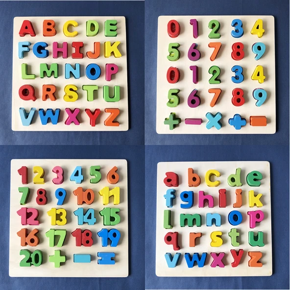 Ahşap Harf Sayı Puzzle - 3D Bloklar - Küçük Harfler - 9