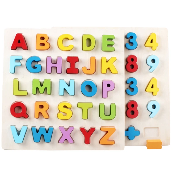 Ahşap Harf Sayı Puzzle - 3D Bloklar - Küçük Harfler - 6