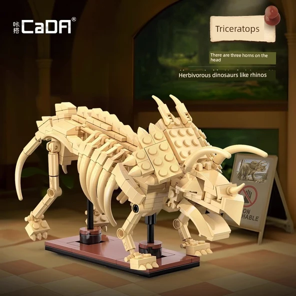 Triceratops Işıklı Dinozor İskeleti Yapı Seti C59013