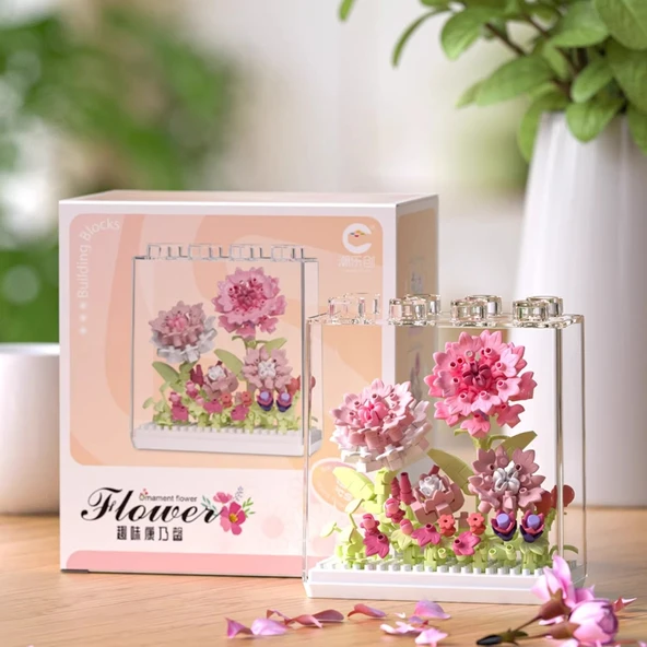 DIY Sukulent Saksı Yapı Taşları - Qimeng Çiçek Kutusu B [4 Kutu] 1280+ Parça - 2