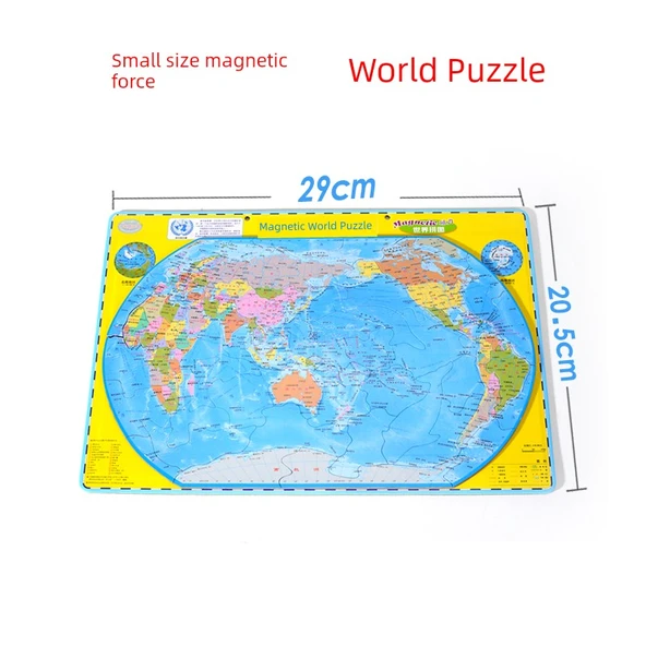 Manyetik Çin Dünya Haritası Puzzle - Küçük Boy Kalınlaştırılmış Dünya Haritası