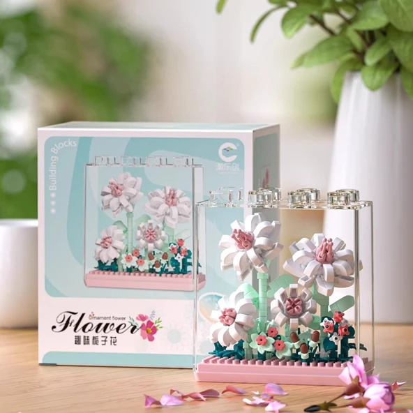 DIY Sukulent Saksı Yapı Taşları - Qimeng Çiçek Kutusu B [4 Kutu] 1280+ Parça - 4