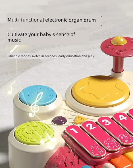 Elektronik Klavye ve Davul Seti - Göl Mavisi - Şarjlı - Hediye Kutulu - Resim 11