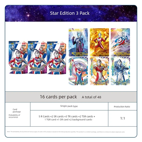 Ultraman Kart Oyunu Yıldız Versiyonu - [Bomba 6] Yıldız Seri 3 Paket 48 Kart