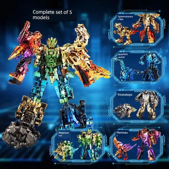 Dönüşen Dinozor Robot Oyuncak - 5'li Set Silahlı