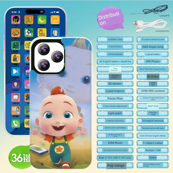 Çocuk Eğitici Oyuncak Telefon - 36 Tuşlu Erkek Çocuk Model