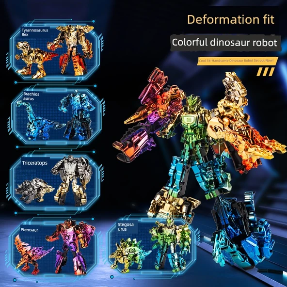 Dönüşen Dinozor Robot Oyuncak - 5'li Set Silahlı - 2