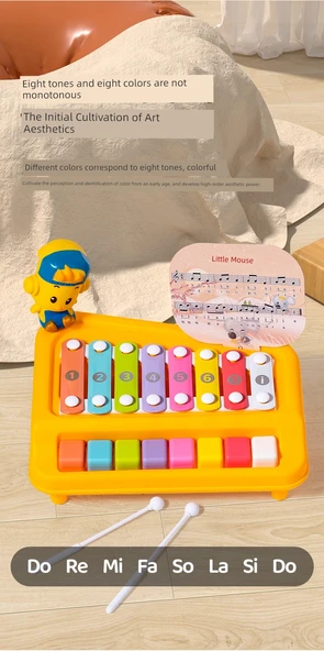 Çocuk Müzik Piyano Oyuncak Puzzle - Hediye Kutulu, 10 Şarkılı - Büyük Boy Yeşil (27x18x5.5cm) - 9
