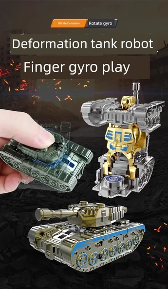 Dönüşebilen Parmak Jiro Tank Robot Oyuncak - Altın ve Gümüş - 7