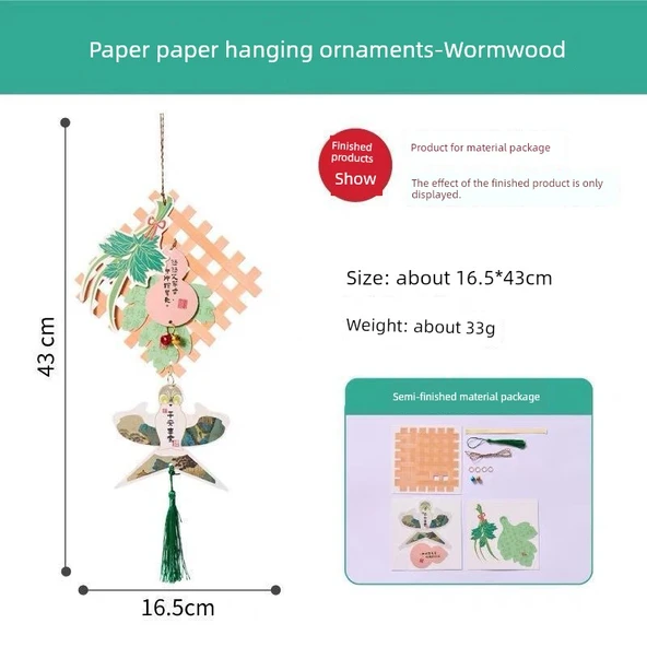 DIY Dragon Boat Festival Kağıt Uçurtma Asma Hediye Seti - Wormwood