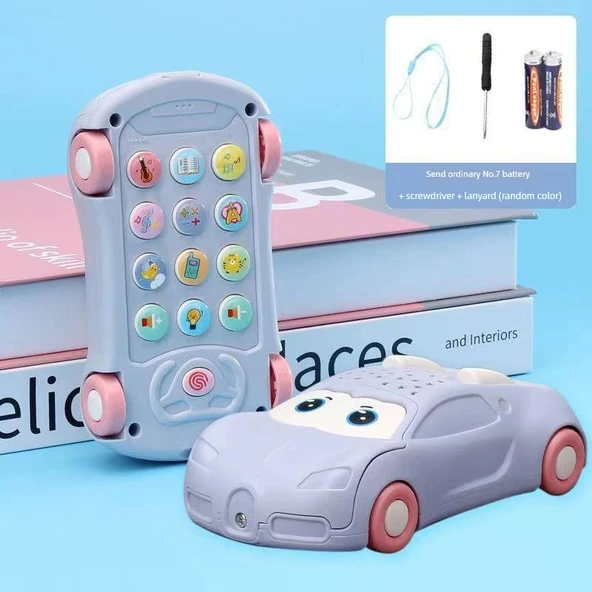 Çocuk Karikatürlü Hikaye Müzikli Telefon - Mor (Pilli)