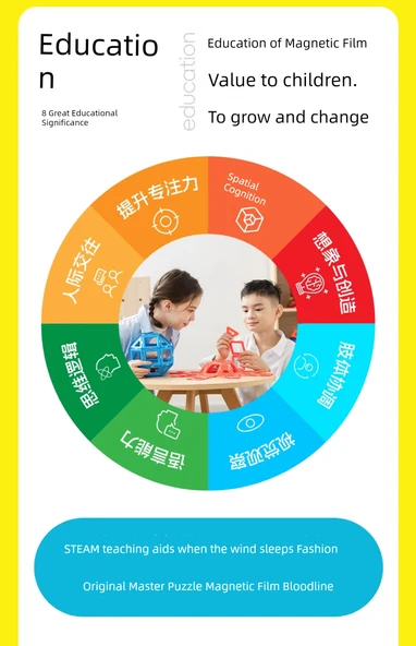 Manyetik Küp Blok Oyuncak - Mor Küp (6 Adet) - Resim 10