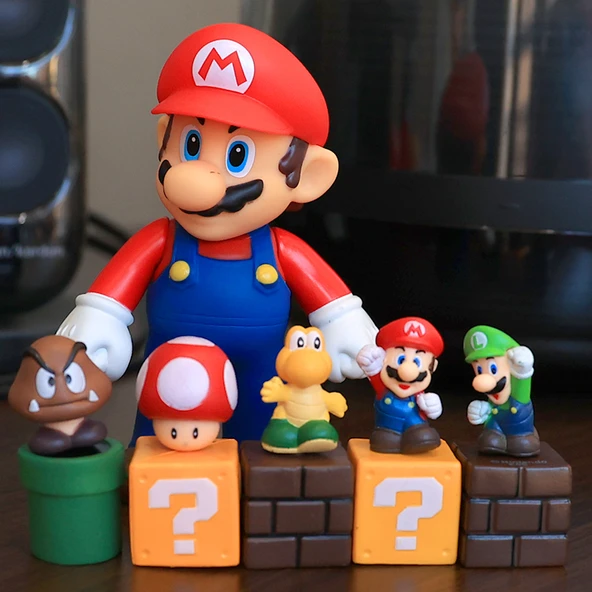 Super Mario Pasta Dekorasyonu - Küçük Mary + 5 Tuğlalı Mario