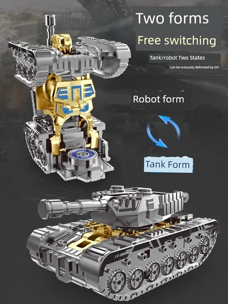 Dönüşebilen Parmak Jiro Tank Robot Oyuncak - Altın ve Gümüş - 3