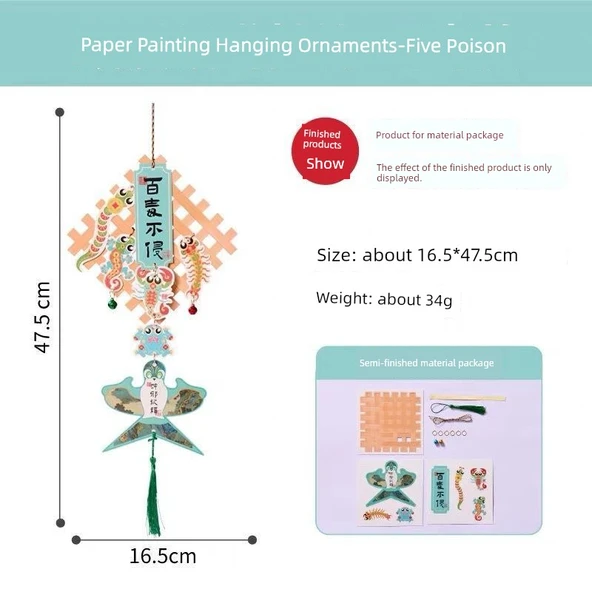 DIY Dragon Boat Festival Kağıt Uçurtma Asma Hediye Seti - Five Poisons