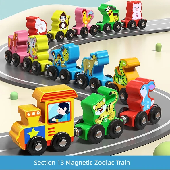 Manyetik Ahşap Tren Oyuncak Seti - Burçlar