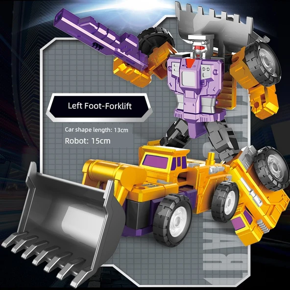Alaşımlı Dönüşen Mühendislik Aracı Robot Oyuncak Seti - Alaşımlı Forklift (Sol Ayak)