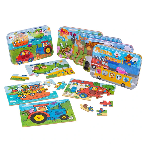 Ahşap 4'ü 1 Arada Puzzle Seti - Kirpi - 3