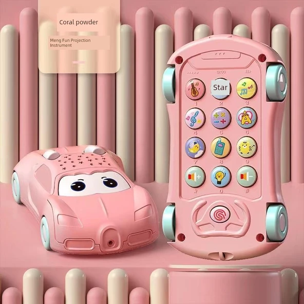 Çocuk Karikatürlü Hikaye Müzikli Telefon - Pembe