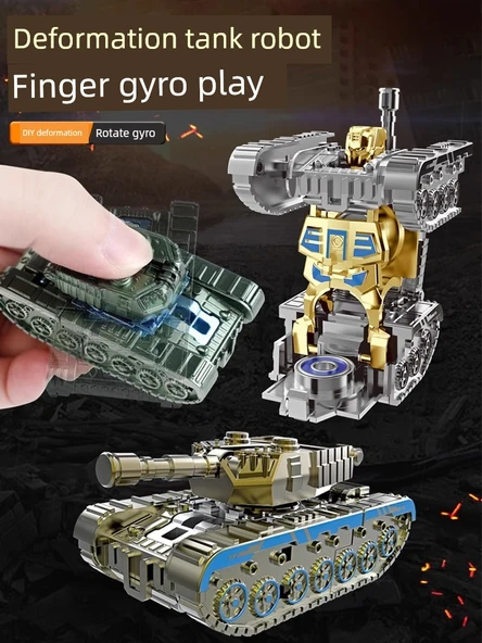 Dönüşebilen Parmak Jiro Tank Robot Oyuncak - Altın ve Gümüş - 2