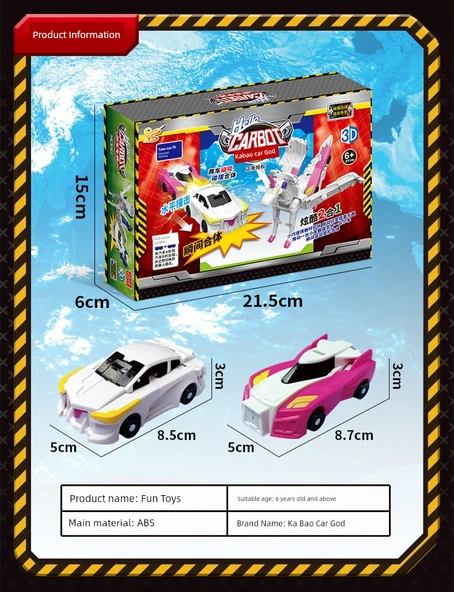 Kanatlı Tianma Dönüşen Pony Unicorn Araba Robot Oyuncak - Renkli Pembe - 9