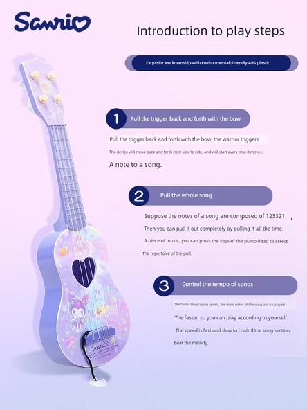 Çocuk Ukulele Çilek Ayı Raket - Orta Boy - 12