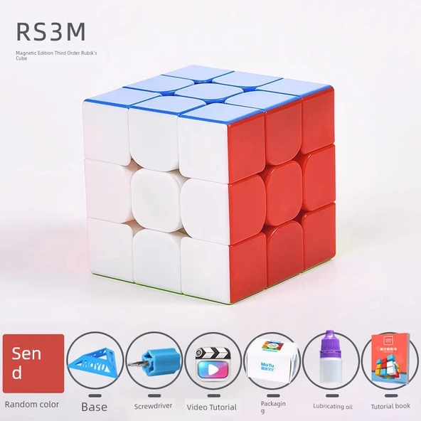 3x3 Rubik Küpü - Renkli - Şık RS3M Manyetik Üçüncü Seviye