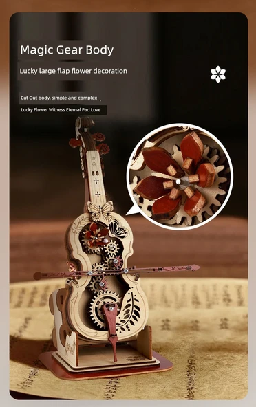 DIY Ahşap Çello Müzik Kutusu - Kurulum Videosu ve Talimatlarla - 11
