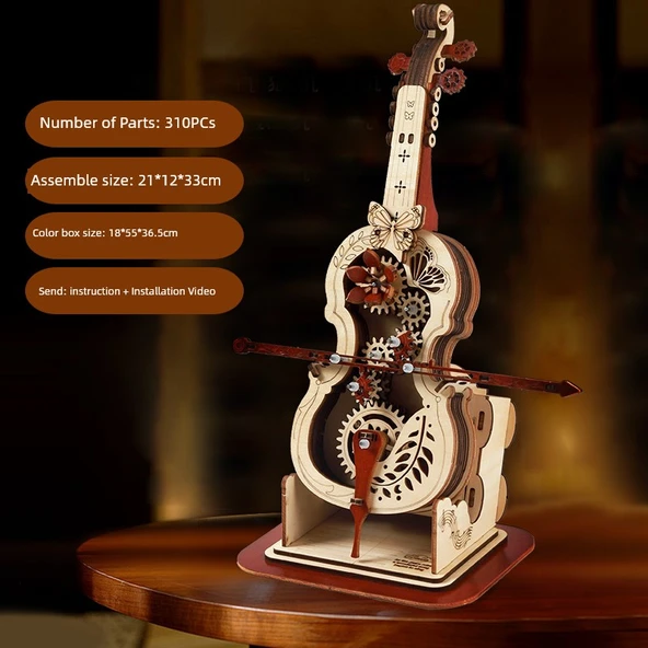 DIY Ahşap Çello Müzik Kutusu - Kurulum Videosu ve Talimatlarla